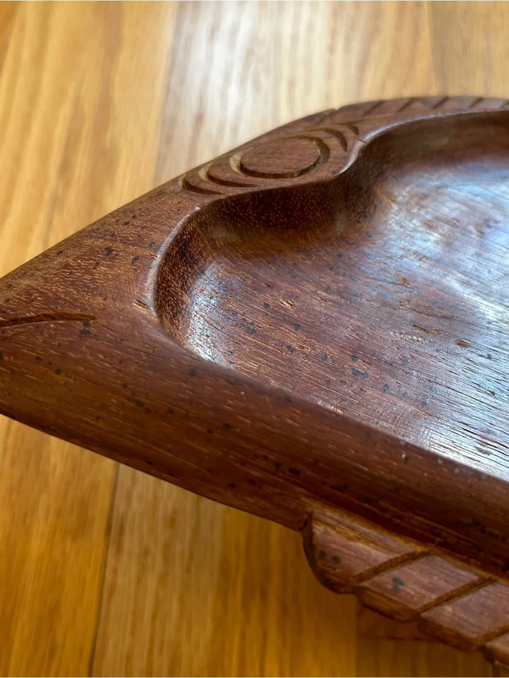 Vintage Wood Hand Carved Fish Bowl Platter
